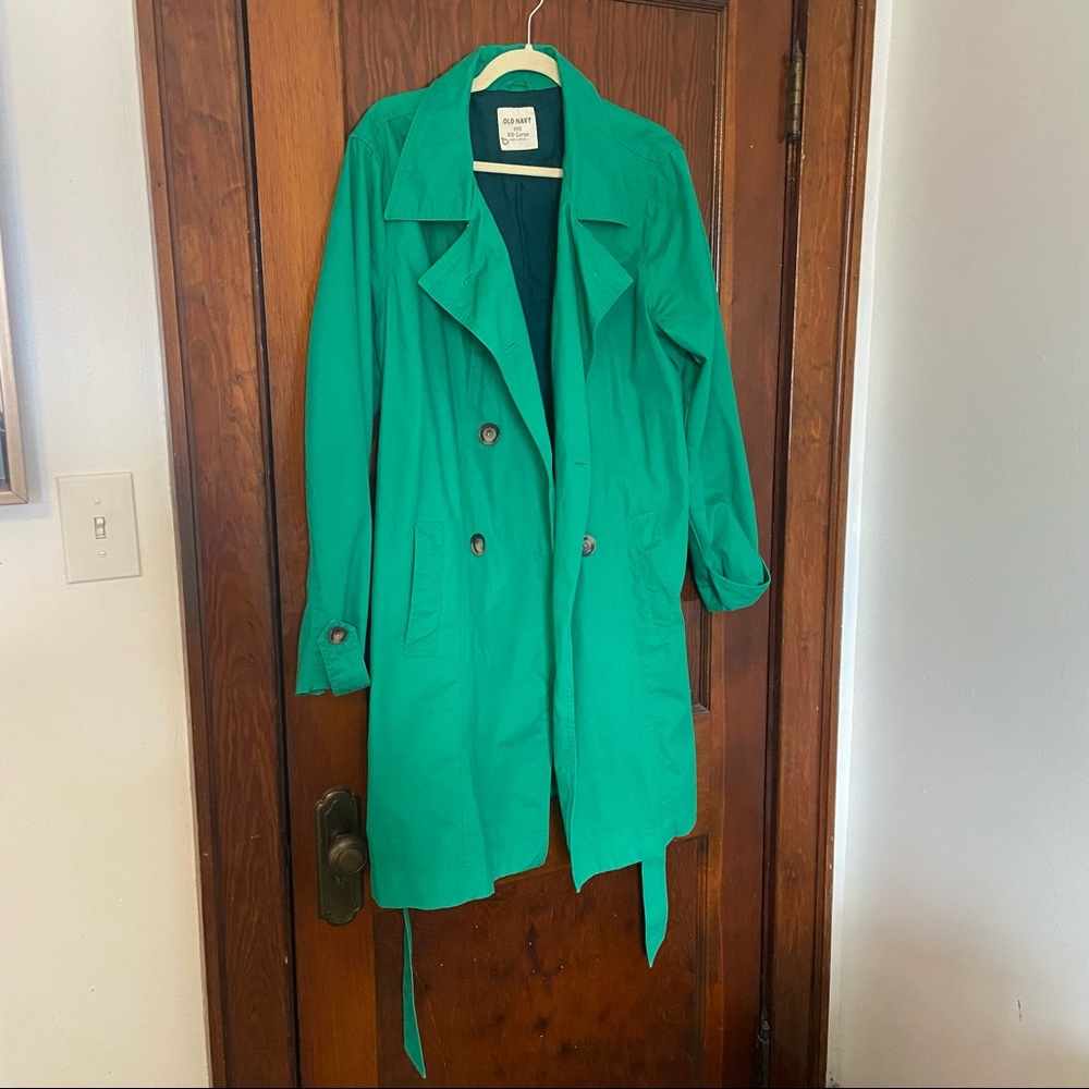 Old Navy: Kelly green trench coat, Size: XXL